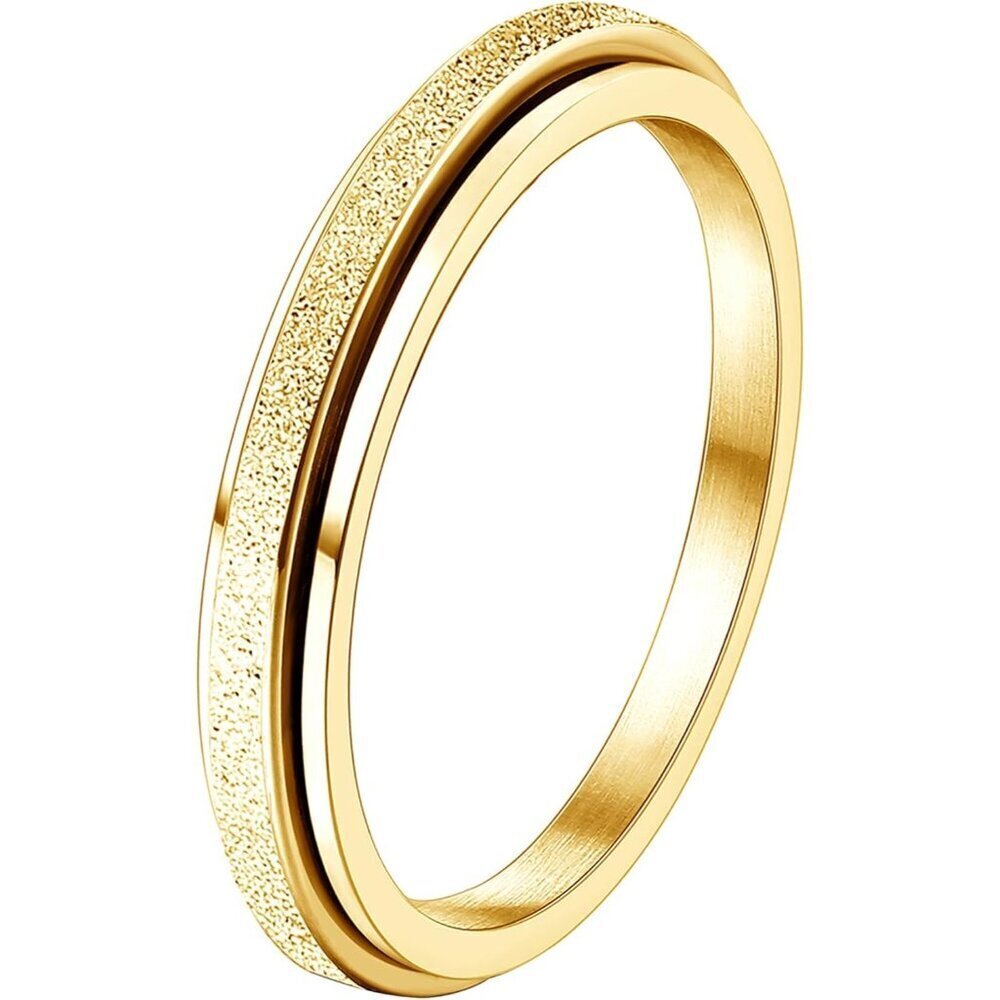 🆕Women Gold Fidget 2 4mm Titanium Steel Spinner Ring for Sandblast Glitter Ring